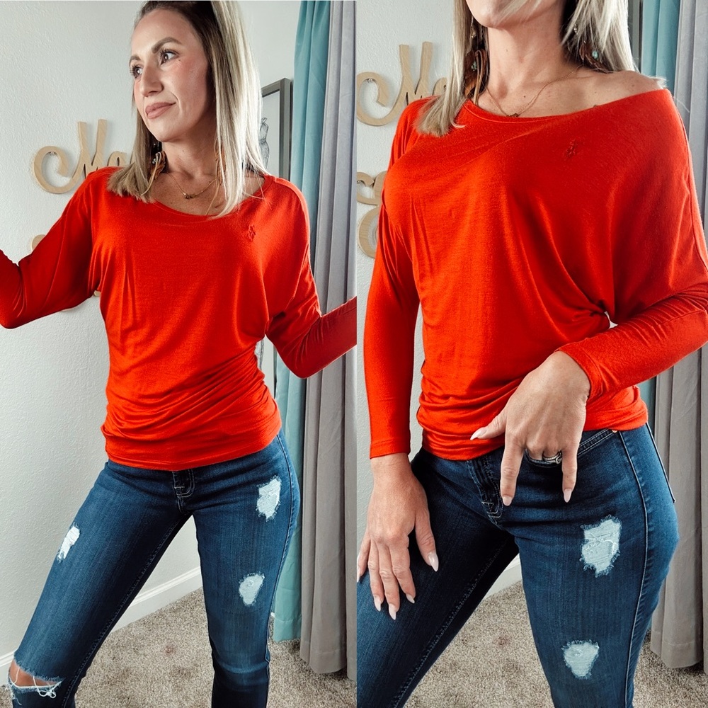 Ralph Lauren sport dolman sleeve Red Top size small